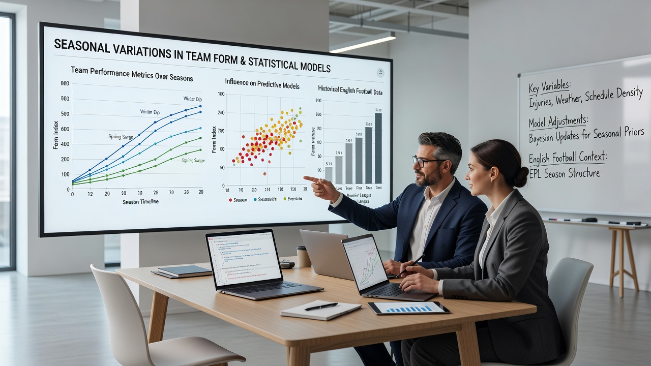 Statistical charts and graphs displayed on a laptop screen showing football performance trends