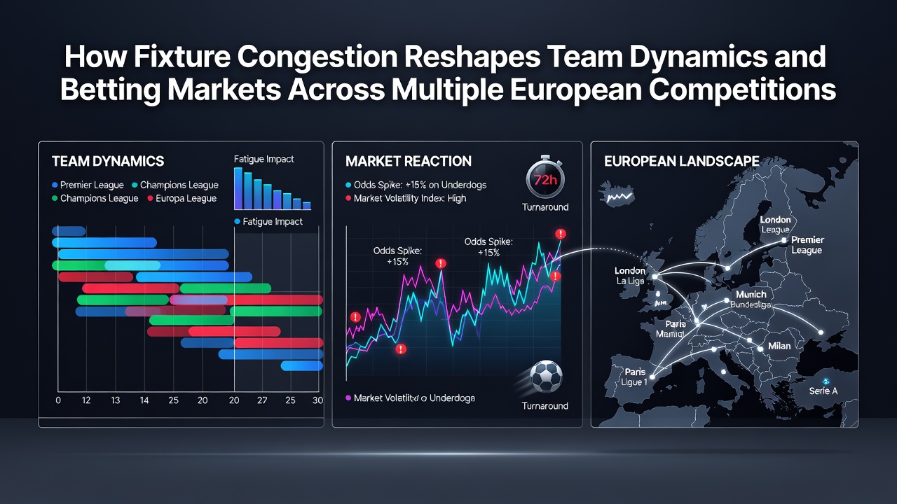 Bookmakers adjusting odds boards during a period of European fixture congestion with betting markets displayed